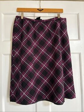 Style & Co Petite Plaid A-Line Skirt in Black and Magenta